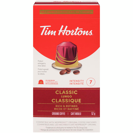 Tim Hortons Ground Coffee Classic Lungo 10 ea, $0.95/1ea