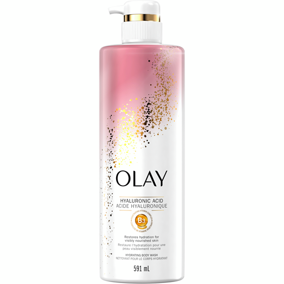 Olay Nettoyant pour le corps Purifiant et nourrissant avec vitamine B3 et acide hyaluronique 591 ml, 1,77 $/100ml