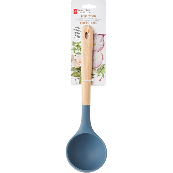 President's Choice Beechwood Ladle with Silicone Head - Blue 1 ea, $11.00/1ea