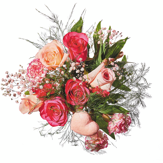 null Fresh Floral Arrangement with Red or Pink Roses 1 ea, $50.00/1ea