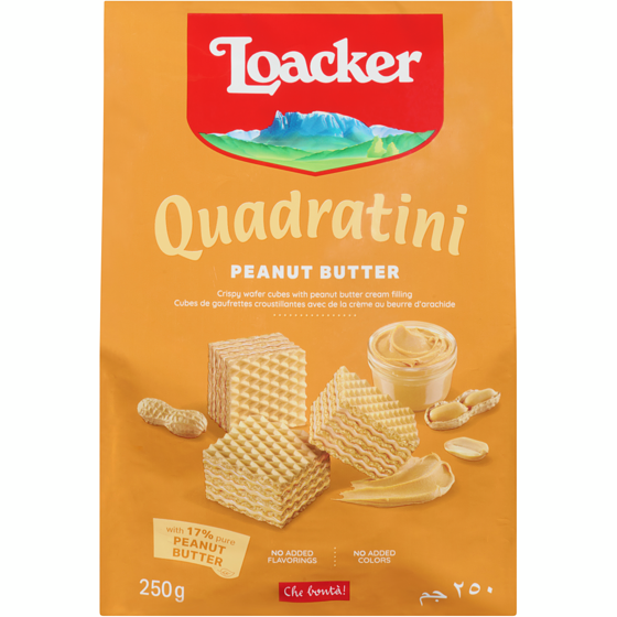 Loacker Quadratini Crispy Wafer Cubes With Peanut Butter Cream Filling 250 g, $2.20/100g