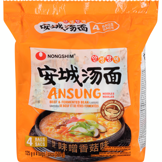 Nong Shim Nouilles avec mélange pour soupe ansung saveurs de bœuf et de fèves fermentées 500 g, 1,50 $/100g