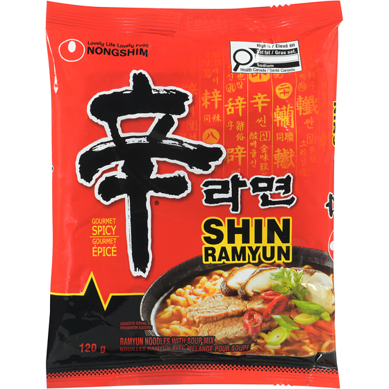 Nong Shim Shin nouilles avec mélange pour soupe gourmet épicé 120 g, 1,25 $/100g