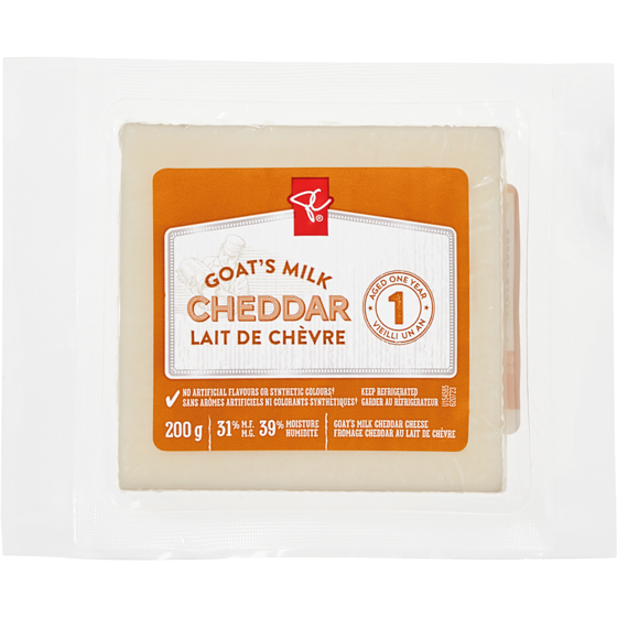 le Choix du Président Fromage cheddar au lait de chèvre, vieilli 1 an 200 g, 4,50 $/100g