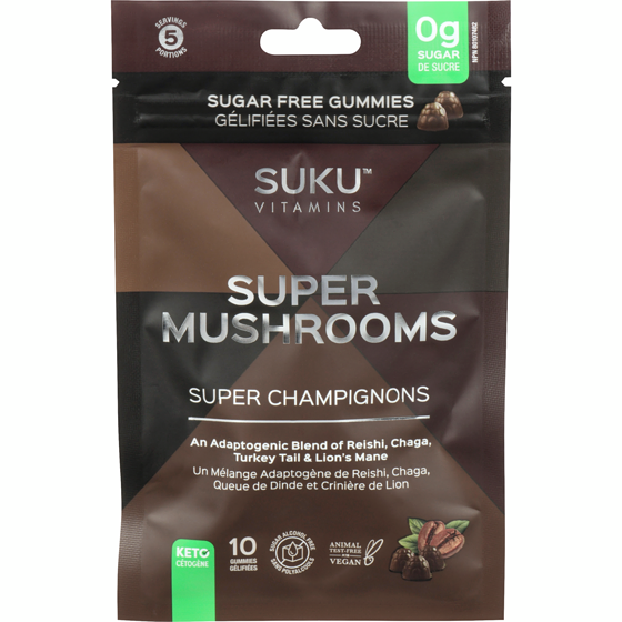 SUKU Gélifiées sans sucre super champignons 10 ea, 0,65 $/1ch