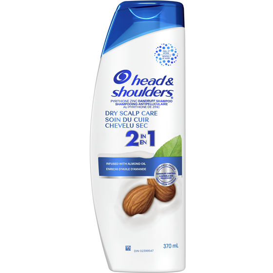 Head & Shoulders Shampooing et revitalisant antipelliculaire 2∘en∘1 Soin du cuir chevelu sec 370 ml, 2,02 $/100ml