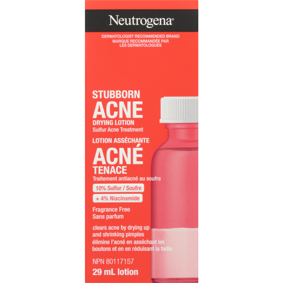Neutrogena Stubborn Acne Drying Lotion, Niacinamide  Sulfur, Pimple Overnight Spot Treatment, Fragrance-Free 29 ml, $55.14/100ml