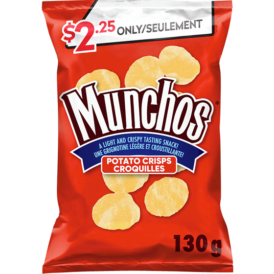 Munchos Potato Crisps 130 g, $1.73/100g