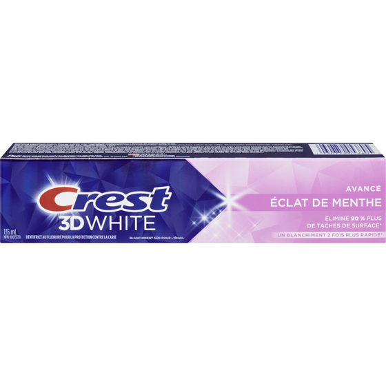Crest Dentifrice 3D White, radiant mint 135 ml, 7,40 $/100ml