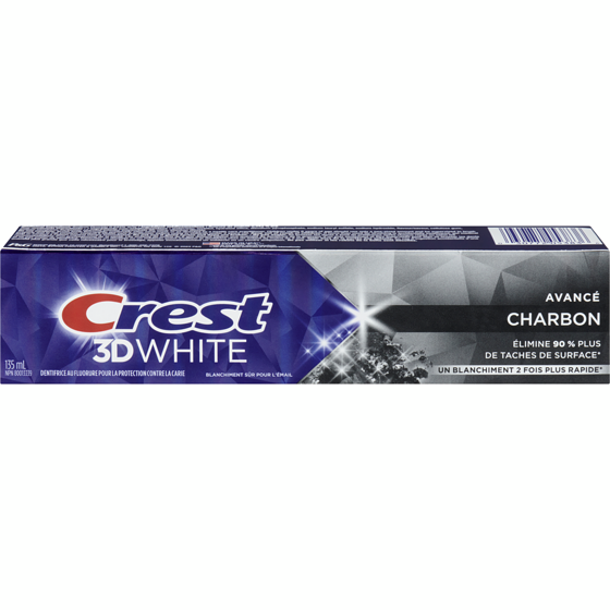 Crest Dentifrice 3D White, charbon de bois 135 ml, 7,40 $/100ml