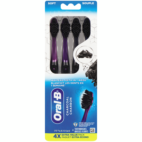 Oral B Charcoal Soft Toothbrush 4-Pack 4 ea, $4.50/1ea