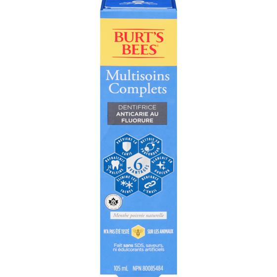 Burt’s Bees Dentifrice Complete Multi-Care, menthe poivrée naturelle 105 ml, 7,32 $/100ml