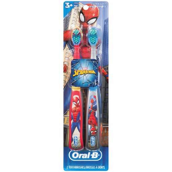 Oral B Kid's Extra Soft Spiderman Toothbrush 3+ years, 2-Pack 2 ea, $4.00/1ea
