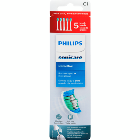 Philips Sonicare Simply Clean Brush Heads Value Pack 5 ea, $13.00/1ea