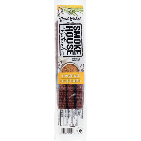Gold Label Smoke House Naturally Smoked Pepperoni Original 225 g, $2.67/100g