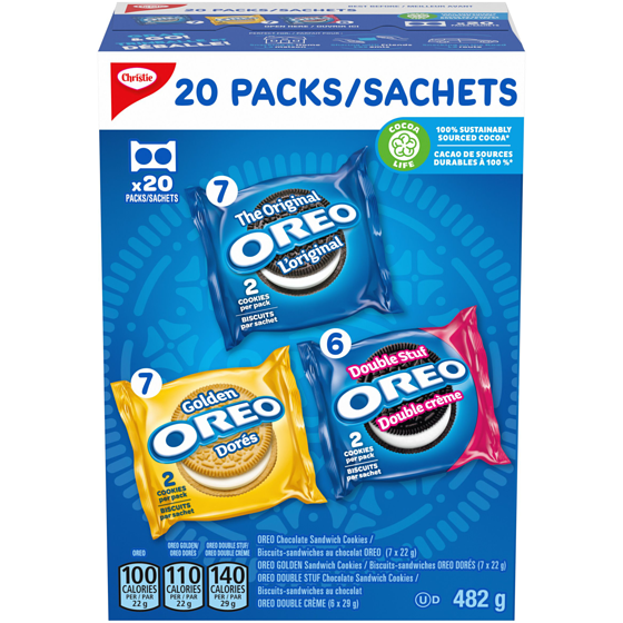 Christie OREO Original Chocolate & Double Stuf & Golden Vanilla Sandwich Cookies 482 g, $2.49/100g