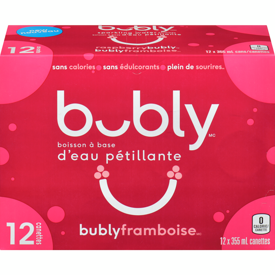 Eau pétillante Bubly Eau Pétillante framboise 12x355.0 ml, 0,19 $/100ml