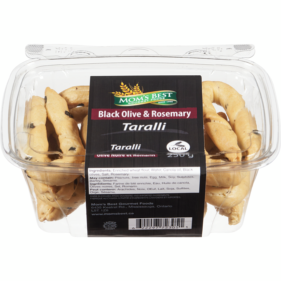 Mom’s Best Taralli olive noire et romarin 250 g, 2,40 $/100g