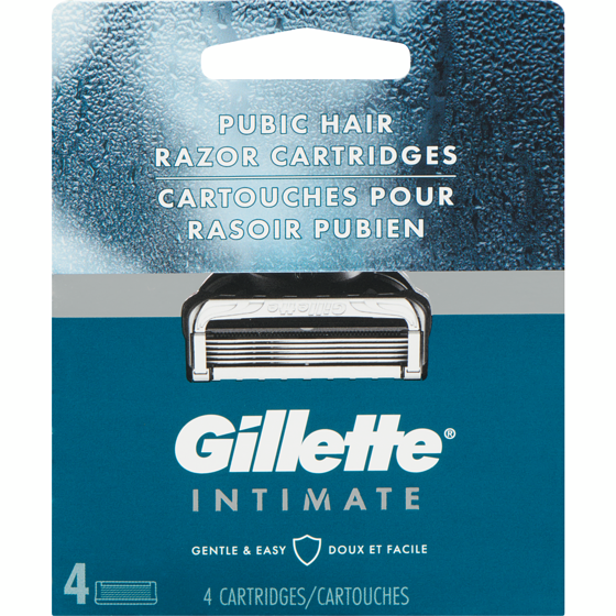 Gillette Intimate Pubic Hair Razor Cartridges, 4 Razor Blade Refills 4 ea, $7.25/1ea