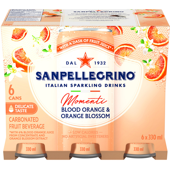 San Pellegrino Sparkling Drinks, Blood Orange & Orange Blossom 6x330.0 ml, $0.38/100ml