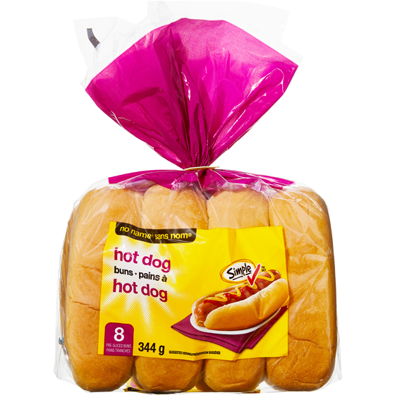 No Name Hot Dog Buns 344 g, $0.73/100g