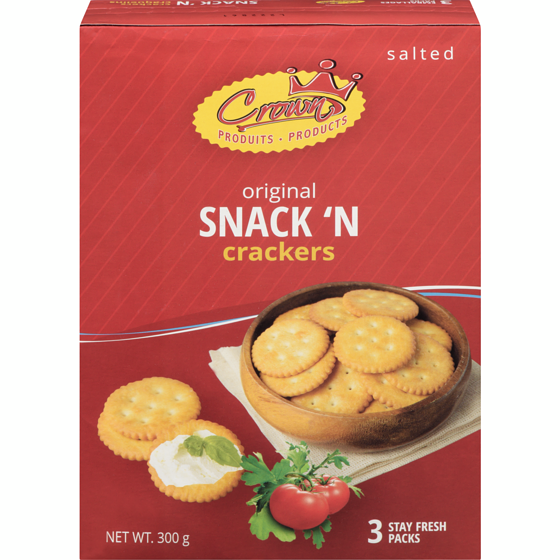 Crown Snack 'N Crackers Original Salted 300 g, $2.00/100g