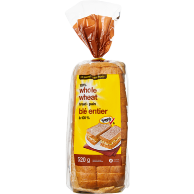 Sans Nom Pain de blé entier à 100 % 520 g, 0,44 $/100g