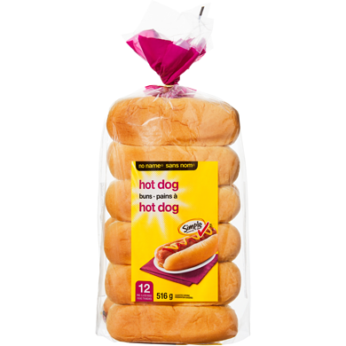 Sans Nom Pains à hot-dog 516 g, 0,48 $/100g