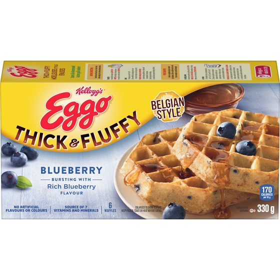 Kelloggs Eggo Thick & Fluffy Waffles Blueberry 330 g, $1.21/100g