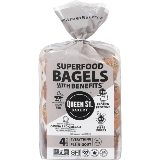 Queen St. Bakery Superfood Bagels Everything 464 g, $2.05/100g