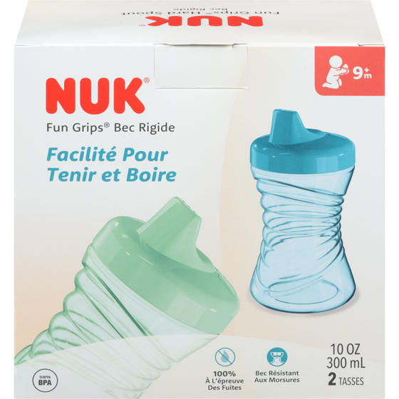 NUK Fun grips bec rigide 9+ m 2x1.0 ea, 5,00 $/1ch