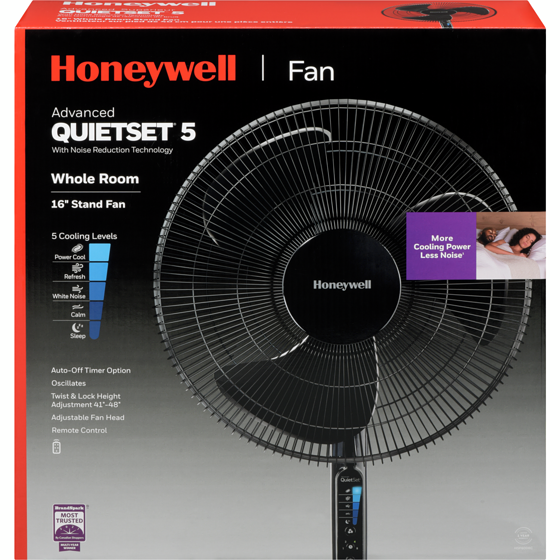 Honeywell 16" Whole Room Stand Fan Advanced Quietset 5 1 ea, $129.00/1ea