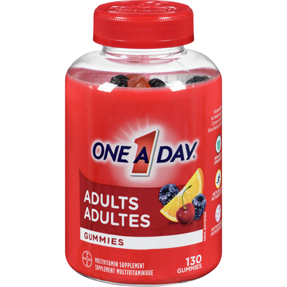 One A Day Gummies multivitamines pour adultes 130 ea, 0,15 $/1ch