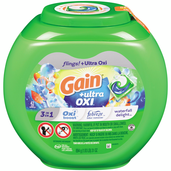 Gain Laundry Detergent Pods with Odor Removers, Waterfall Delight Scented 42 ea, $0.40/1ea