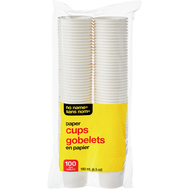 No Name Paper Cups 100 Pack 100 ea, $0.07/1ea