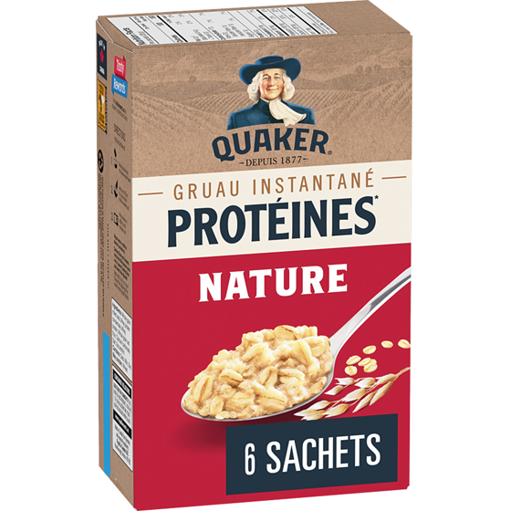 Quaker Protéines gruau instantané, Nature, 6 sachets 168 g, 2,68 $/100g