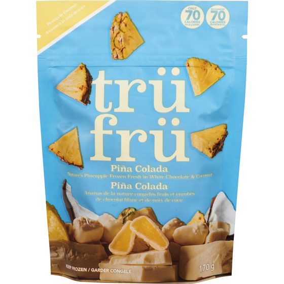 trufru Ananas de la nature congelés frais et enrobés de chocolat blanc et de noix de coco Pina Colada 170 g, 3,53 $/100g