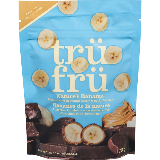 trufru Banana de la nature, congelées fraiches et enrobées de beurre d'arachide et de chocolat noir 170 g, 5,29 $/100g