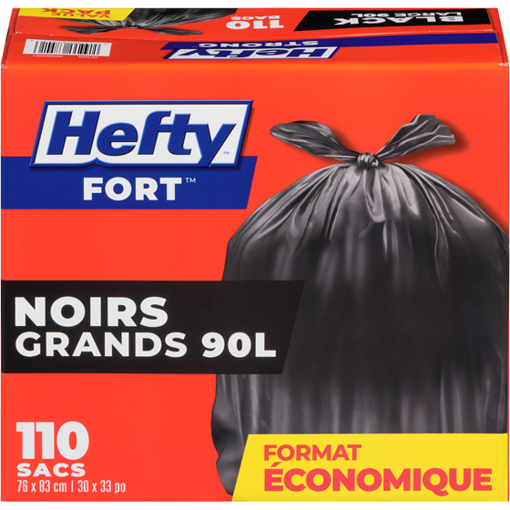 Hefty À rabat grands sacs à ordures format économique 90 l 110 ea, 0,28 $/1ch
