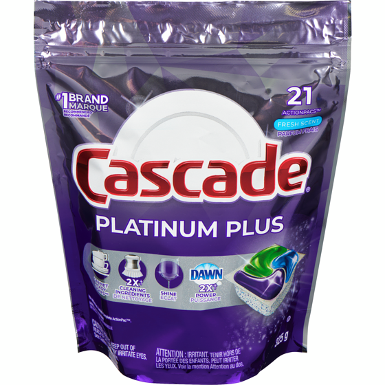 Cascade Platinum Plus Dishwasher Detergent, Fresh Scent, 21 Action Pacs 21 ea, $0.71/1ea