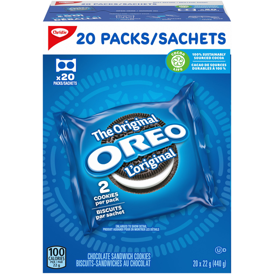 Christie Biscuits-sandwiches au chocolat OREO L’original en sachets Snak Paks 440 g, 2,61 $/100g