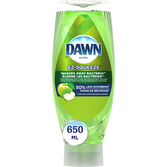 Dawn Ultra EZ-Squeeze Dish Soap, Dishwashing Liquid, Washes Away Bacteria Apple Blossom 650 ml, $0.77/100ml