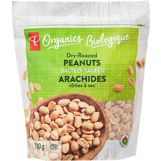 PC Biologique Arachides rôties à sec, salées 700 g, 1,64 $/100g
