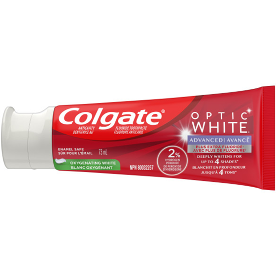 Colgate Dentifrice blanchissant Colgate Optic White Avancé Blanc oxygénant 73 ml, 8,89 $/100ml