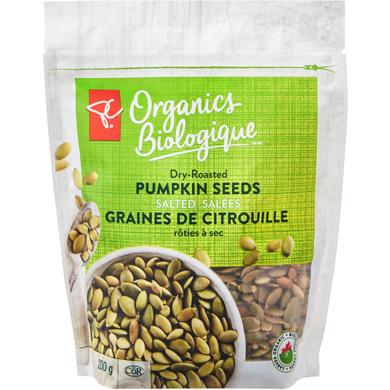 PC Organics Dry Roasted Pumpkin Seeds, Salted 200 g, $2.50/100g