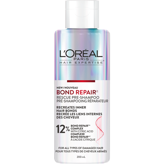 L'Oreal Paris Hair Expertise Bond Repair Rescue Pre-shampoo Treatment, Repairs All Types of Damaged Hair, with Citric Acid Complex 200 ml, $6.00/100ml