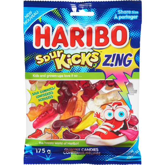 Haribo Sour kicks z!ng confiserie gélifiée à partager 175 g, 2,28 $/100g