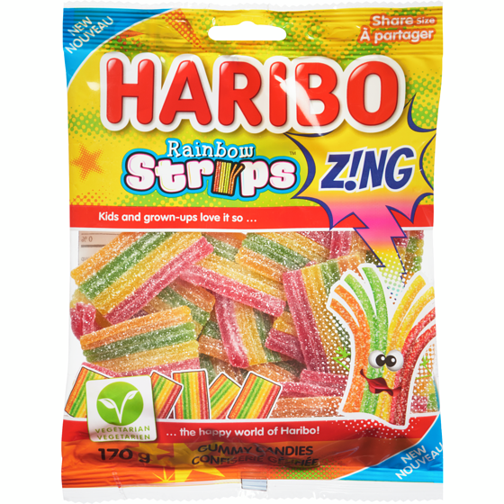 Haribo Rainbow strips z!ng confiserie gélifiée à partager 170 g, 2,35 $/100g