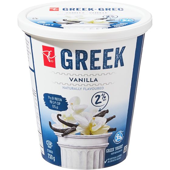 President's Choice 2% M.F. Greek Yogurt, Vanilla 750 g, $0.73/100g