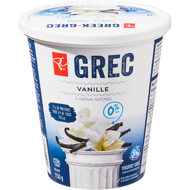 le Choix du Président Yogourt grec à la vanille 750 g, 0,73 $/100g
